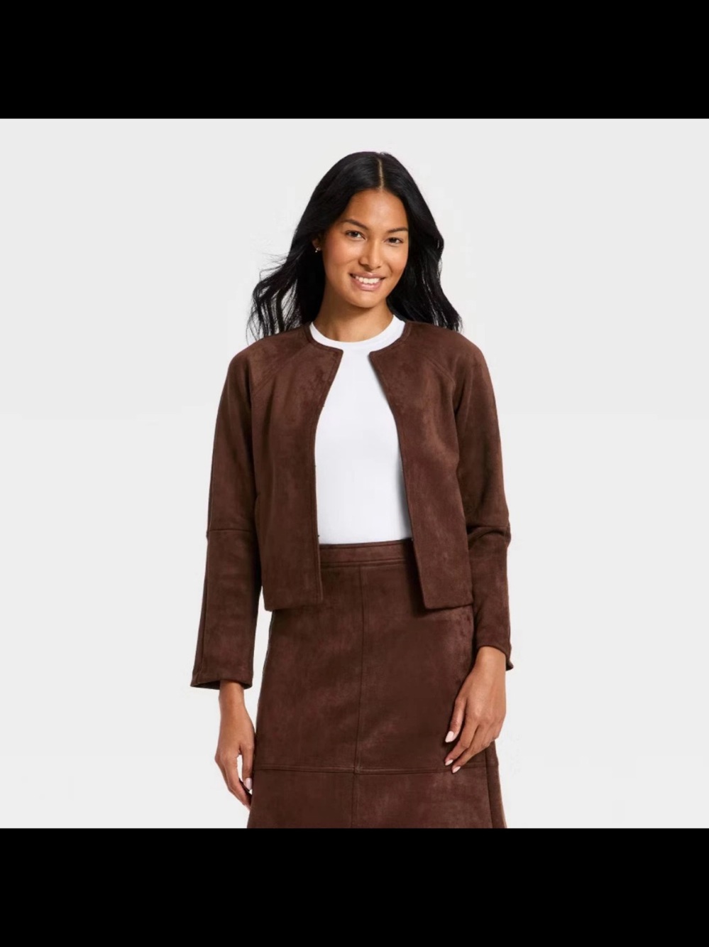 A New Day Brown Faux Suede Jacket brown M NWOT